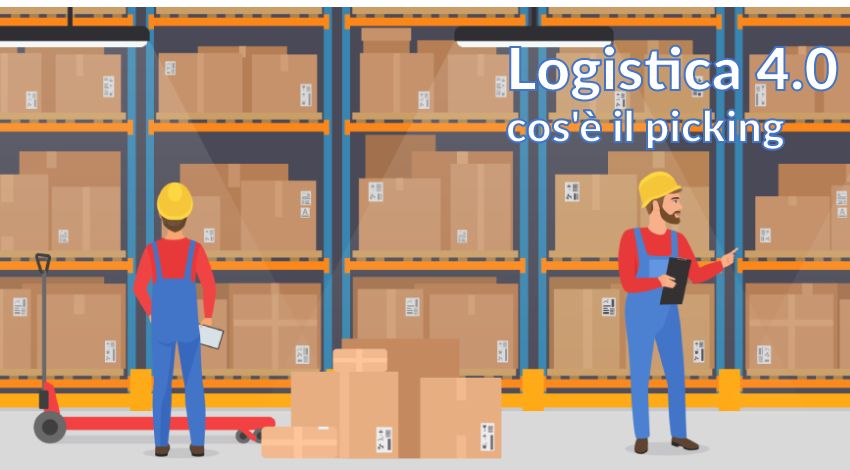 Logistica 4.0 concept - picking, magazzini intelligenti